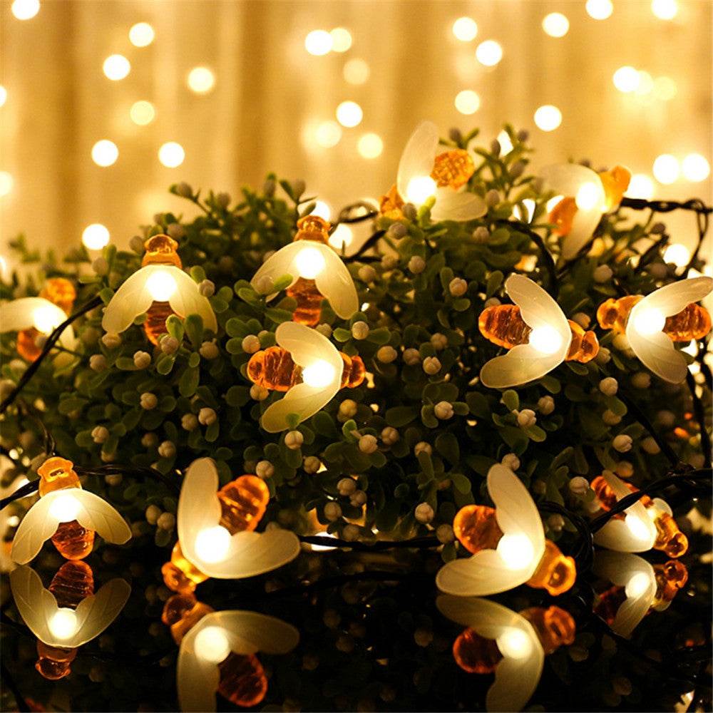 Solar string lights bee decorative lights - Mubimart