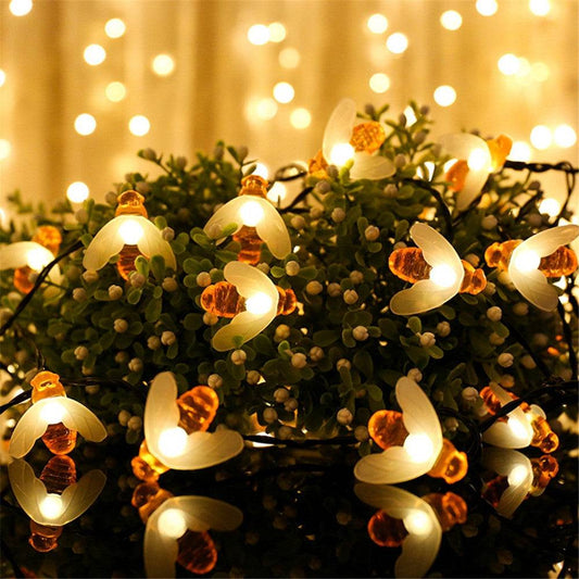 Solar string lights bee decorative lights - Mubimart
