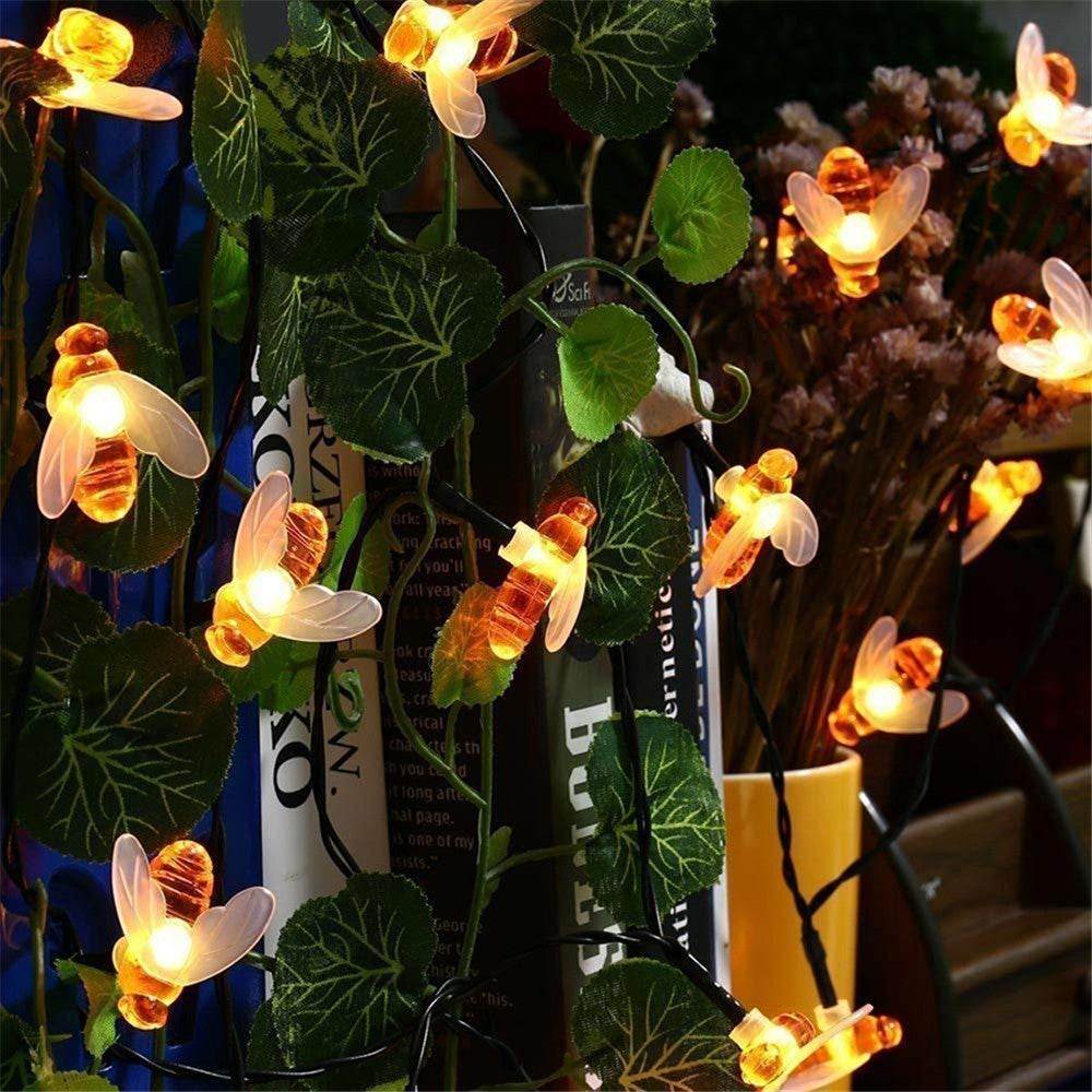 Solar string lights bee decorative lights - Mubimart