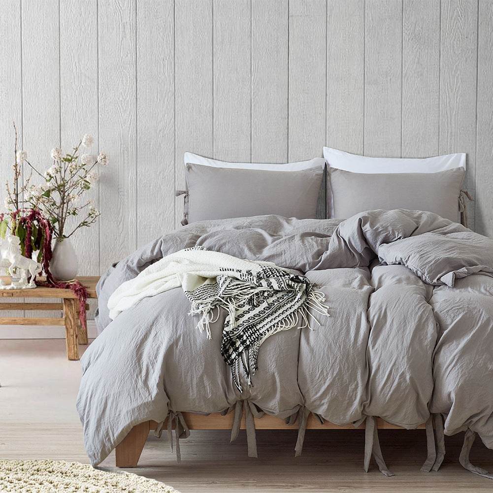 Solid Color Tape Bedding Set - Mubimart