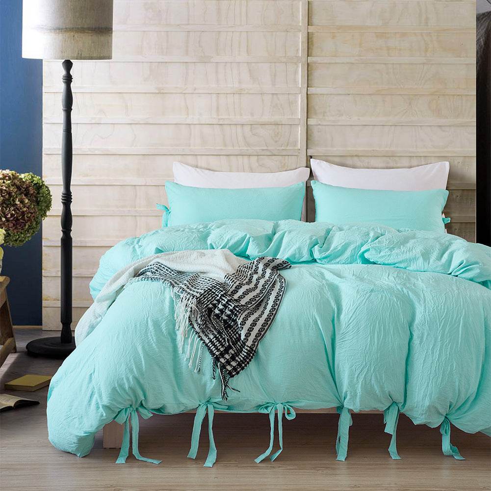 Solid Color Tape Bedding Set - Mubimart