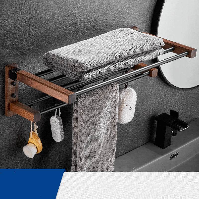 Solid Wood Collapsible Shelf Bathroom Set - Mubimart