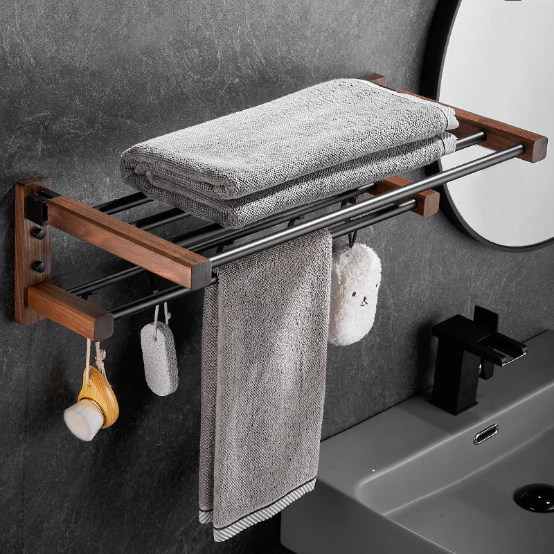 Solid Wood Collapsible Shelf Bathroom Set - Mubimart -  