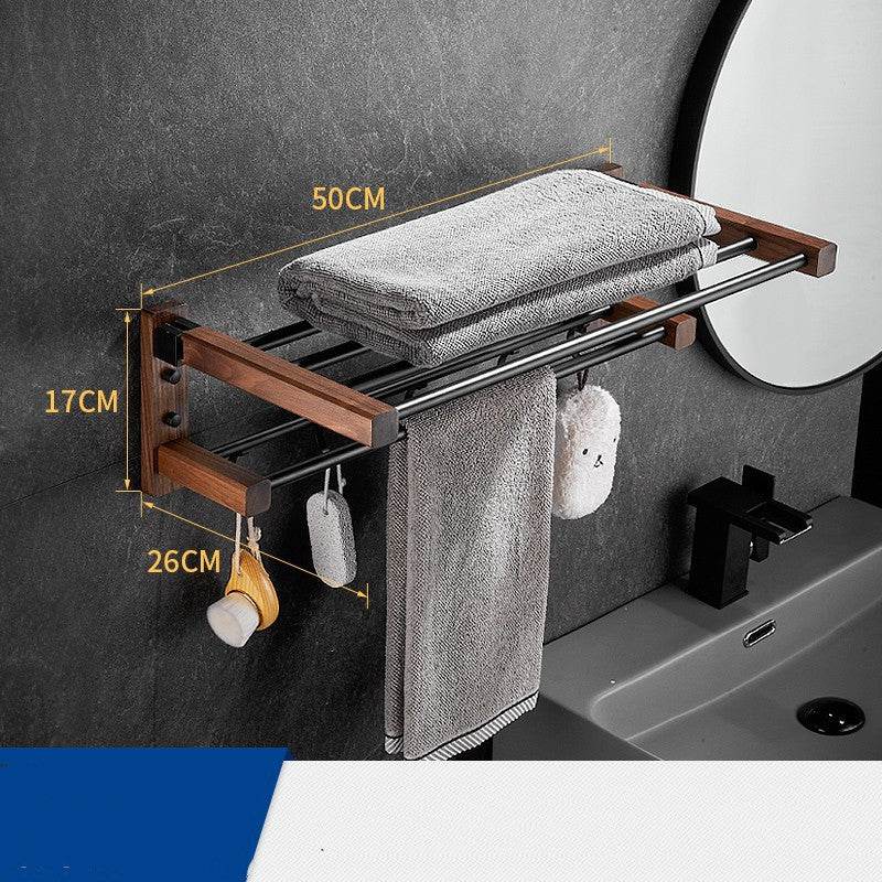 Solid Wood Collapsible Shelf Bathroom Set - Mubimart