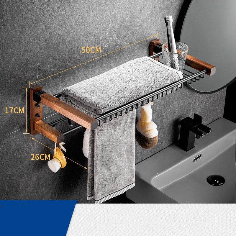 Solid Wood Collapsible Shelf Bathroom Set - Mubimart