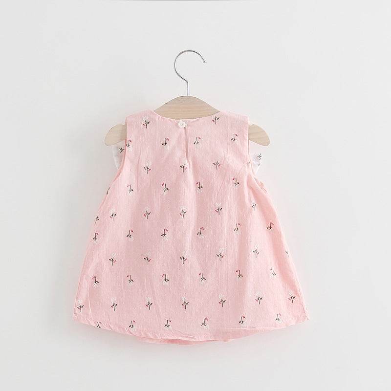 Solid color bow bow floral print halter skirt - Mubimart