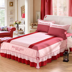 Solid color cotton bed skirt set of four - Mubimart -  