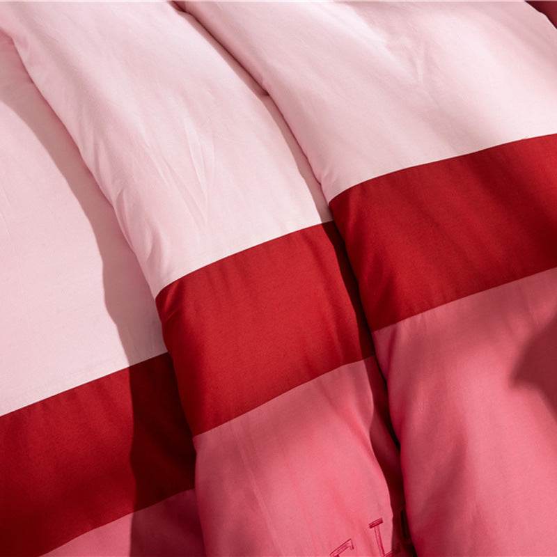 Solid color cotton bed skirt set of four - Mubimart