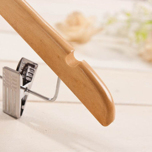 Solid wood hanger with pants clip hanger pants hanger - Mubimart