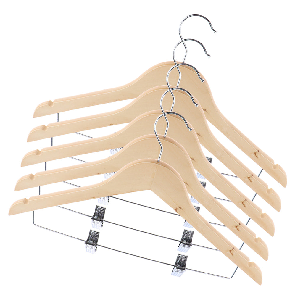 Solid wood hanger with pants clip hanger pants hanger - Mubimart -  