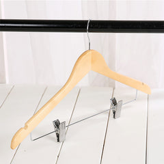 Solid wood hanger with pants clip hanger pants hanger - Mubimart - Wood Hangers 