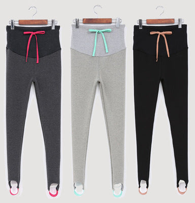 South Korea maternity new winter pregnant women foot leggings and cashmere trousers abdomen supporting feet thick spot - Mubimart - Maternity Cloth 