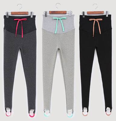 South Korea maternity new winter pregnant women foot leggings and cashmere trousers abdomen supporting feet thick spot - Mubimart