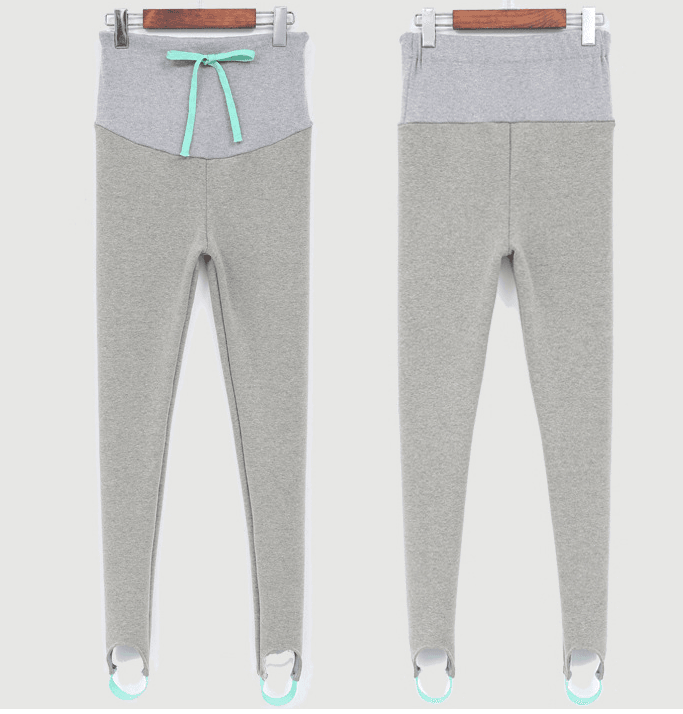 South Korea maternity new winter pregnant women foot leggings and cashmere trousers abdomen supporting feet thick spot - Mubimart