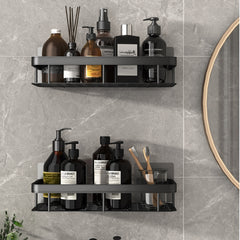 Space Aluminum Shelf Bathroom Black Rectangular Wall Hanging Kitchen And Bathroom Dual-use Shelf - Mubimart -  