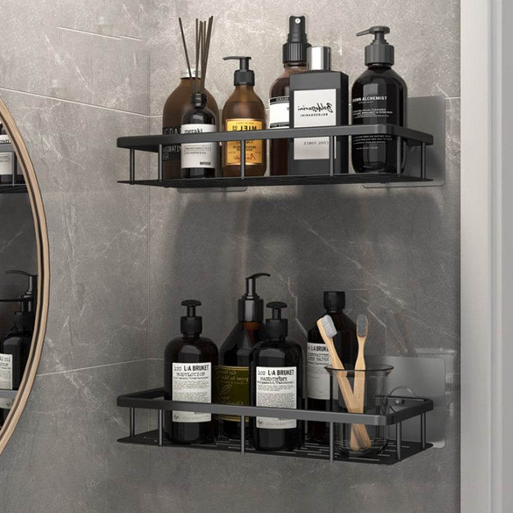 Space Aluminum Shelf Bathroom Black Rectangular Wall Hanging Kitchen And Bathroom Dual-use Shelf - Mubimart