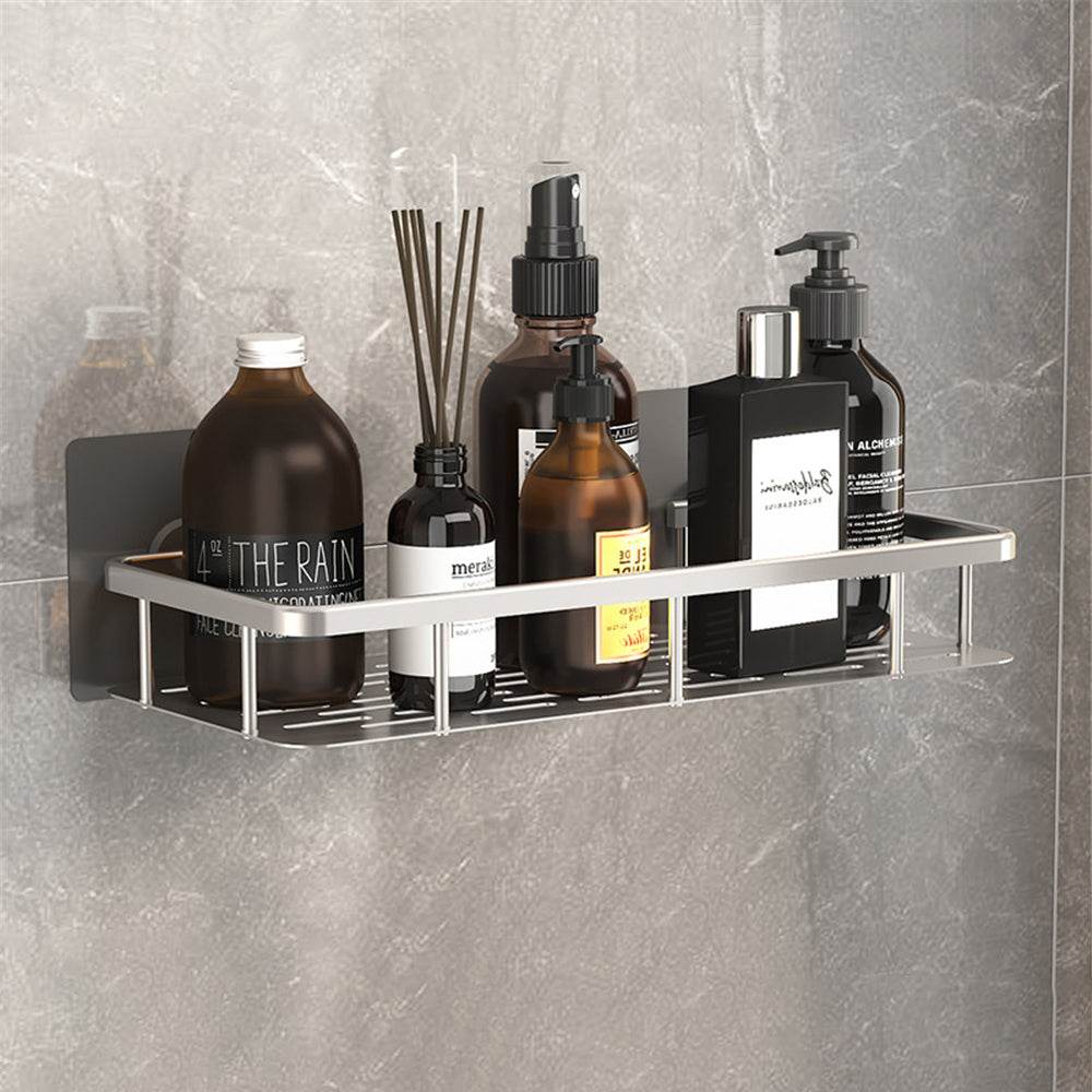 Space Aluminum Shelf Bathroom Black Rectangular Wall Hanging Kitchen And Bathroom Dual-use Shelf - Mubimart