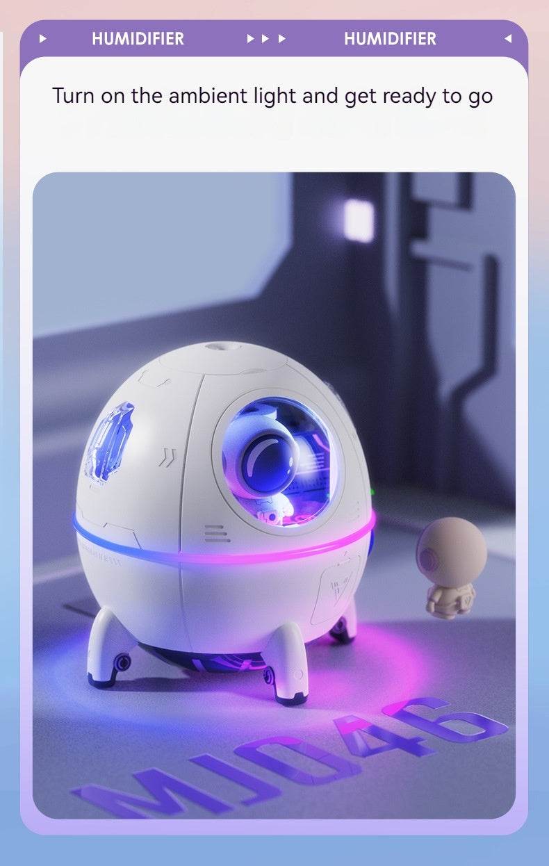 Space Capsule Humidifier USB Heavy Fog Household Silent Bedroom Small Night Lamp - Mubimart