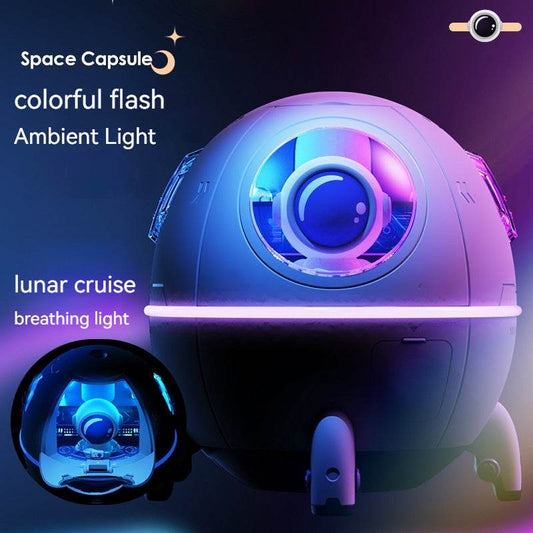 Space Capsule Humidifier USB Heavy Fog Household Silent Bedroom Small Night Lamp - Mubimart