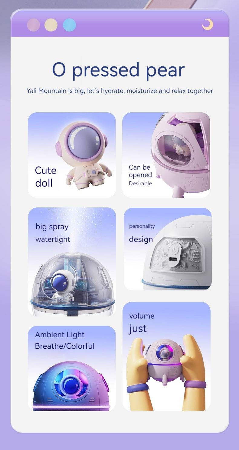 Space Capsule Humidifier USB Heavy Fog Household Silent Bedroom Small Night Lamp - Mubimart