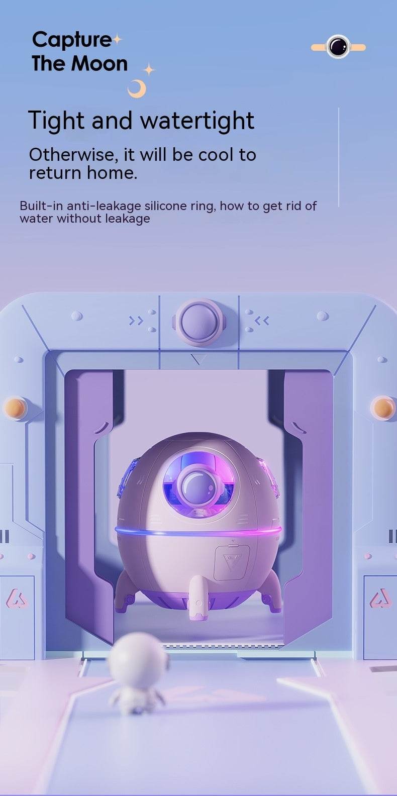 Space Capsule Humidifier USB Heavy Fog Household Silent Bedroom Small Night Lamp - Mubimart