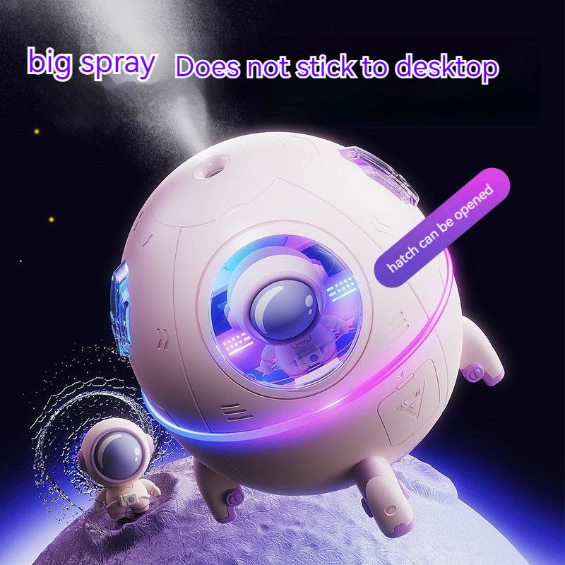 Space Capsule Humidifier USB Heavy Fog Household Silent Bedroom Small Night Lamp - Mubimart