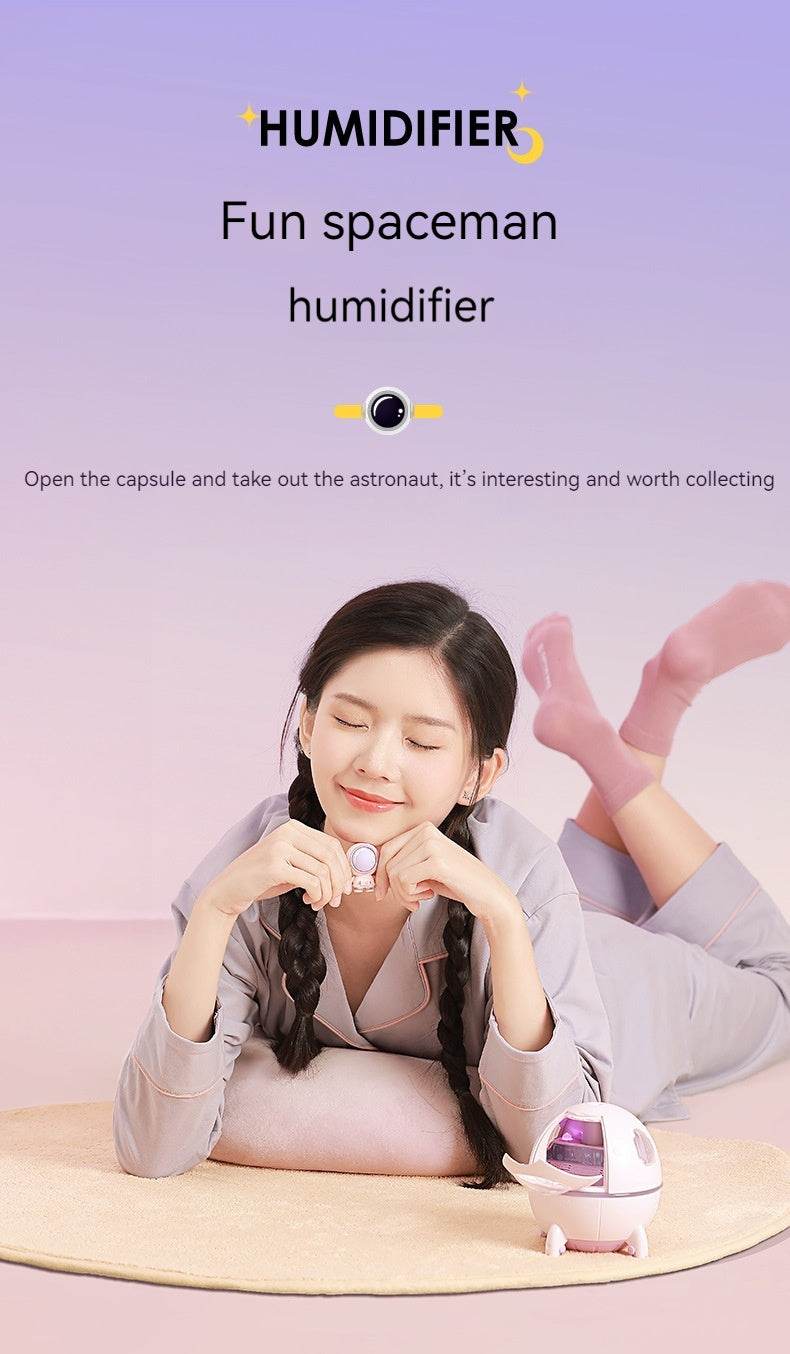 Space Capsule Humidifier USB Heavy Fog Household Silent Bedroom Small Night Lamp - Mubimart
