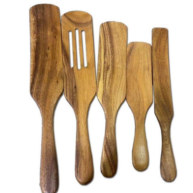 Spatula Five Piece Wooden Sauce Spatula Set - Mubimart - Kitchen Spatulas 