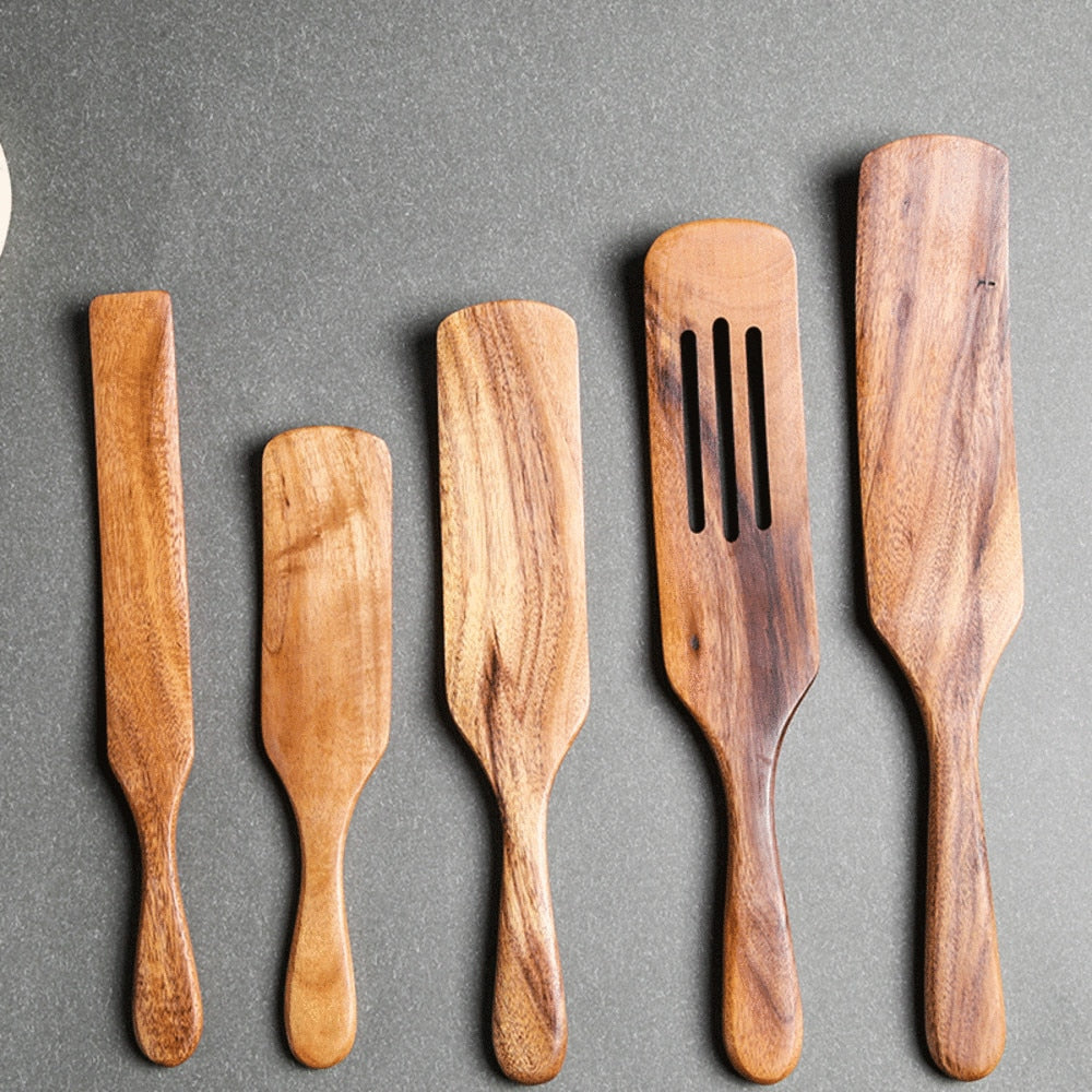 Spatula Five Piece Wooden Sauce Spatula Set - Mubimart -  