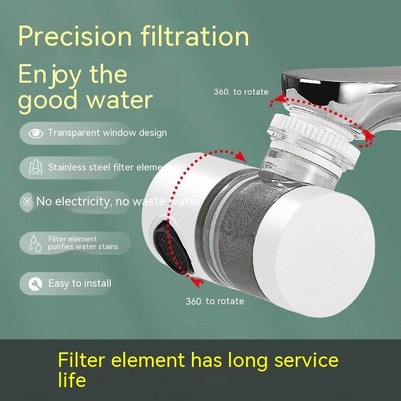 Splash-proof Water Filter Booster Faucet Filter - Mubimart
