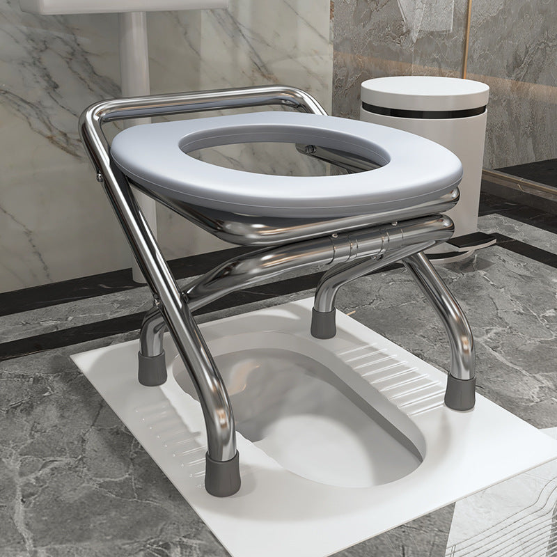 Spot Folding Stainless Steel Elderly Household Potty Seat Mobile Commode Toilet Toilet Chair Patient Commode Chairs - Mubimart - Baby Toilets 