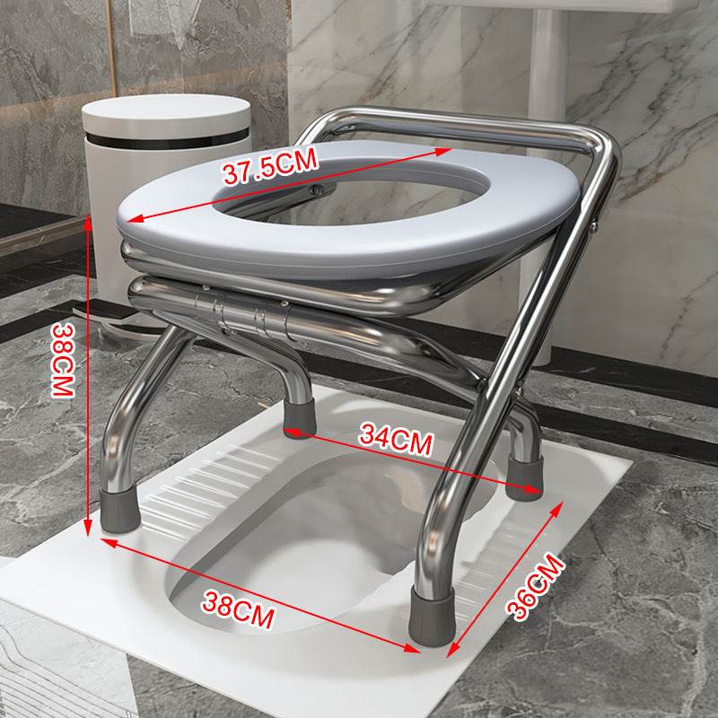 Spot Folding Stainless Steel Elderly Household Potty Seat Mobile Commode Toilet Toilet Chair Patient Commode Chairs - Mubimart
