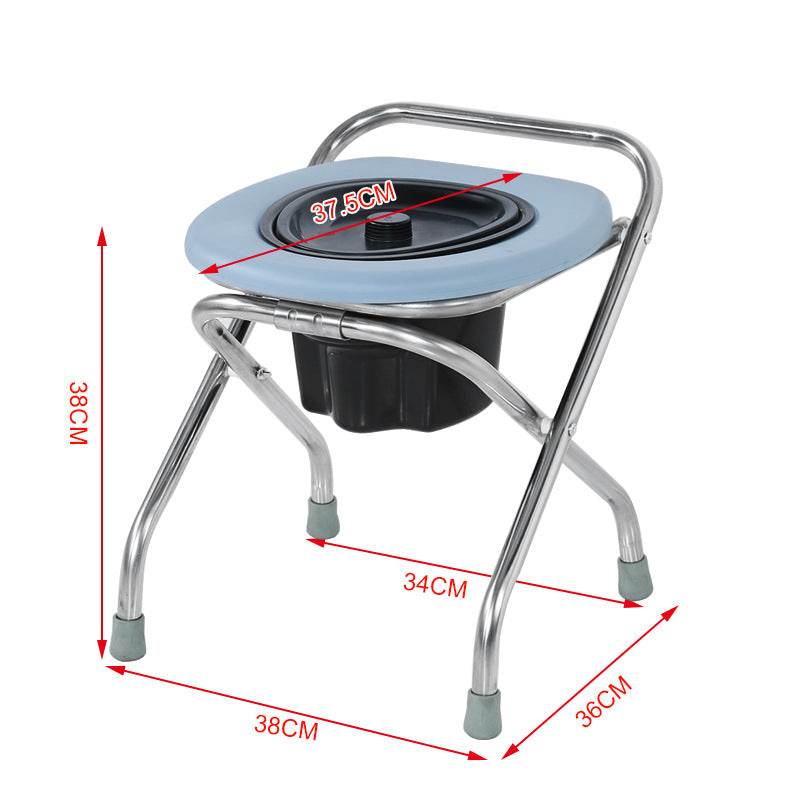 Spot Folding Stainless Steel Elderly Household Potty Seat Mobile Commode Toilet Toilet Chair Patient Commode Chairs - Mubimart