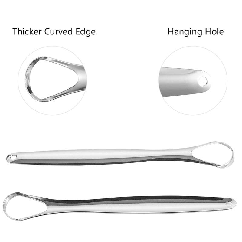 Spot Stainless Steel Tongue Coating Cleaning Oral Tongue Scraper Adult Manual Tongue Coating Tongue Scraper Three-Piece Set - Mubimart