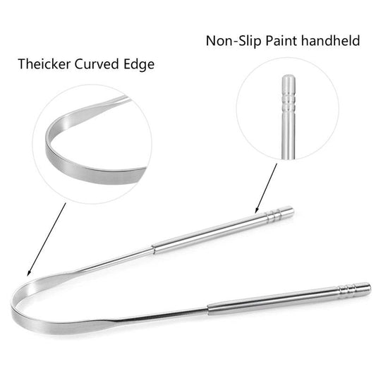 Spot Stainless Steel Tongue Coating Cleaning Oral Tongue Scraper Adult Manual Tongue Coating Tongue Scraper Three-Piece Set - Mubimart
