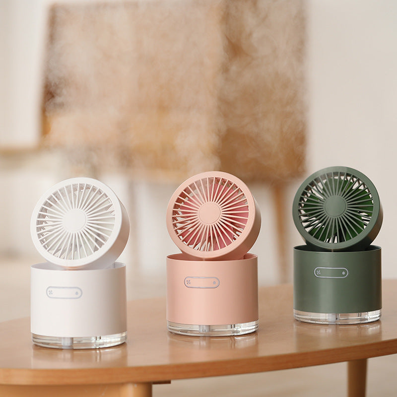 Spray mini fan mini portable mute desktop cooling water mist humidifier small rechargeable big wind - Mubimart - Mist Humidifiers 