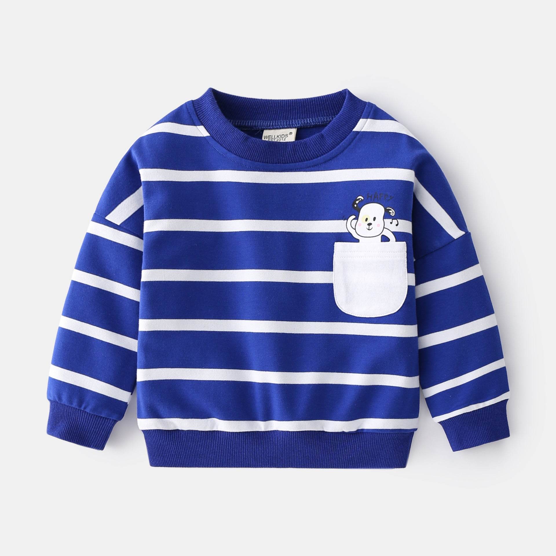 Spring Boys Striped Sweater Casual Loose Round Neck Pullover Sweater Cotton - Mubimart