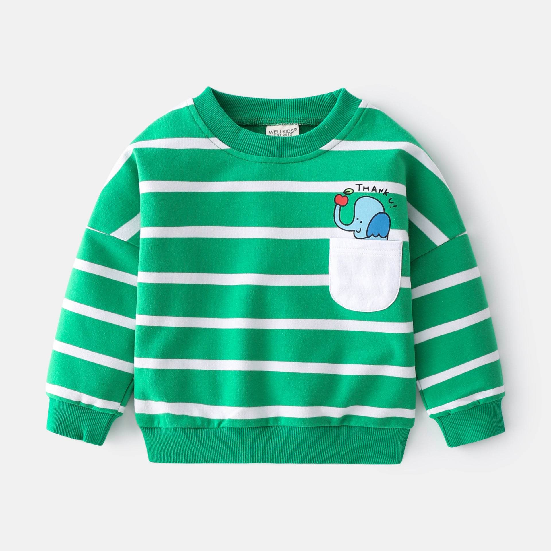 Spring Boys Striped Sweater Casual Loose Round Neck Pullover Sweater Cotton - Mubimart