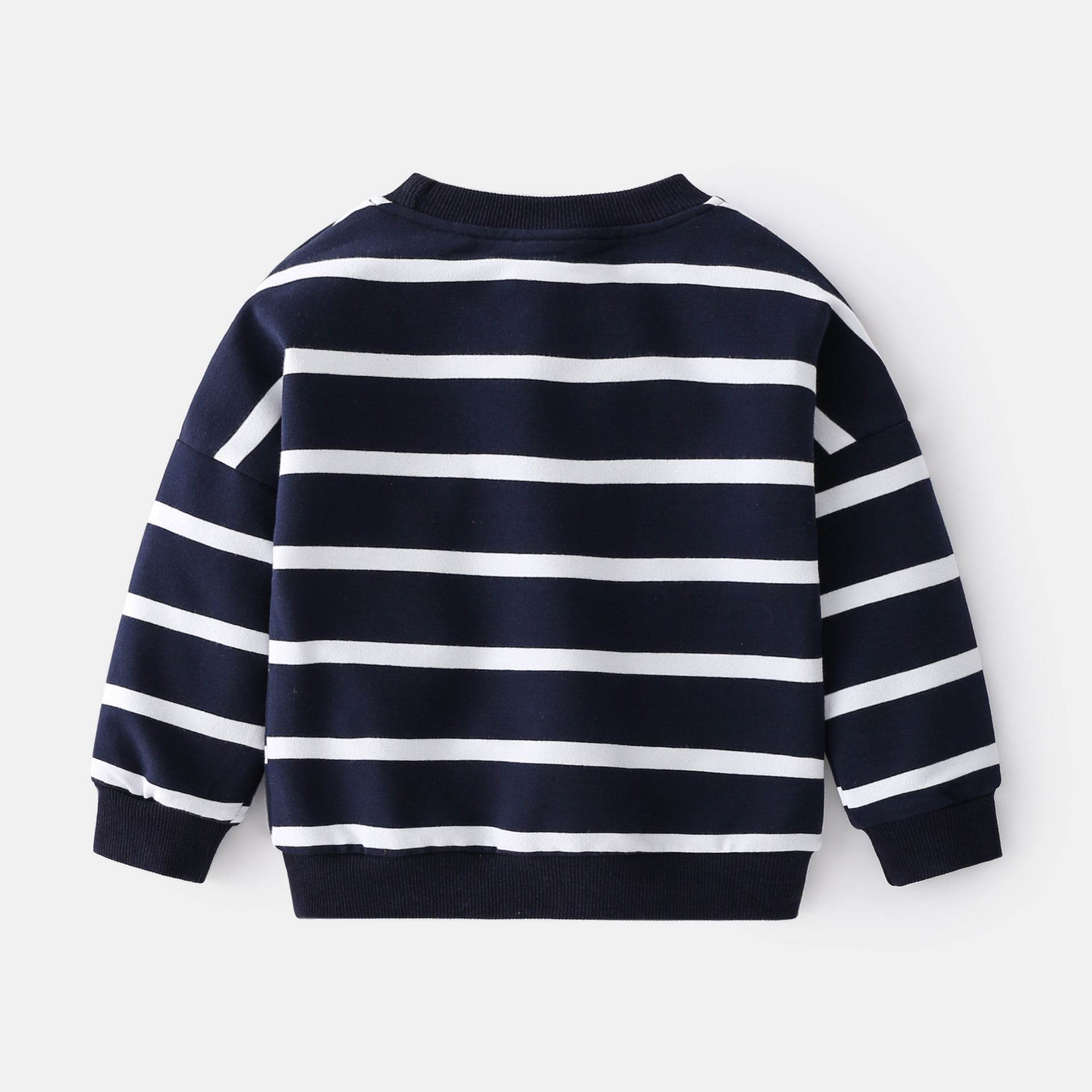 Spring Boys Striped Sweater Casual Loose Round Neck Pullover Sweater Cotton - Mubimart