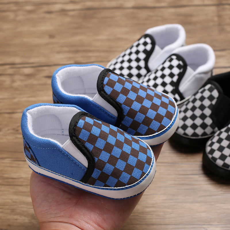 Spring and autumn new 0-1 years old baby shoes soft bottom set foot lattice toddler shoes - Mubimart -  