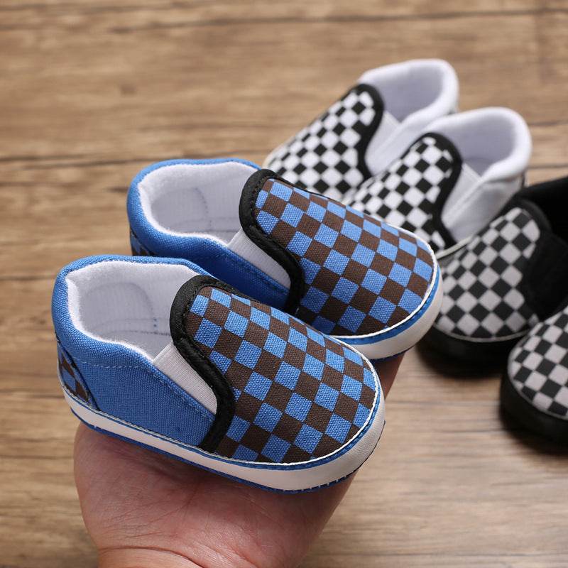 Spring and autumn new 0-1 years old baby shoes soft bottom set foot lattice toddler shoes - Mubimart