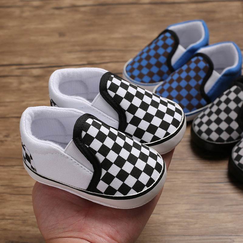 Spring and autumn new 0-1 years old baby shoes soft bottom set foot lattice toddler shoes - Mubimart