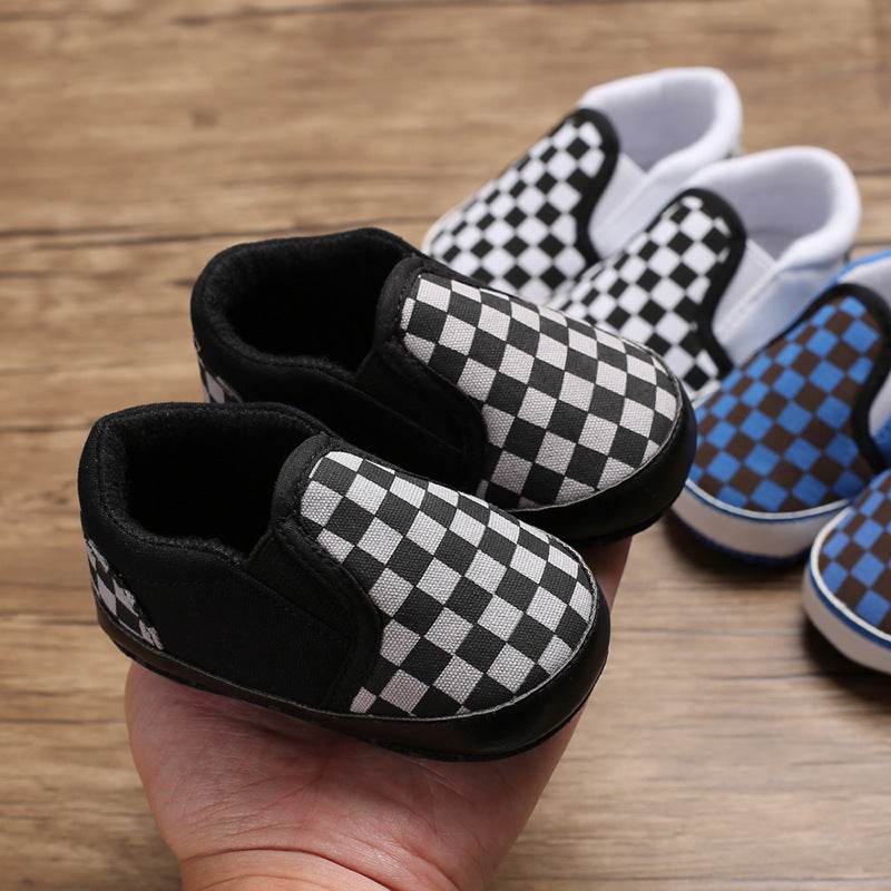 Spring and autumn new 0-1 years old baby shoes soft bottom set foot lattice toddler shoes - Mubimart