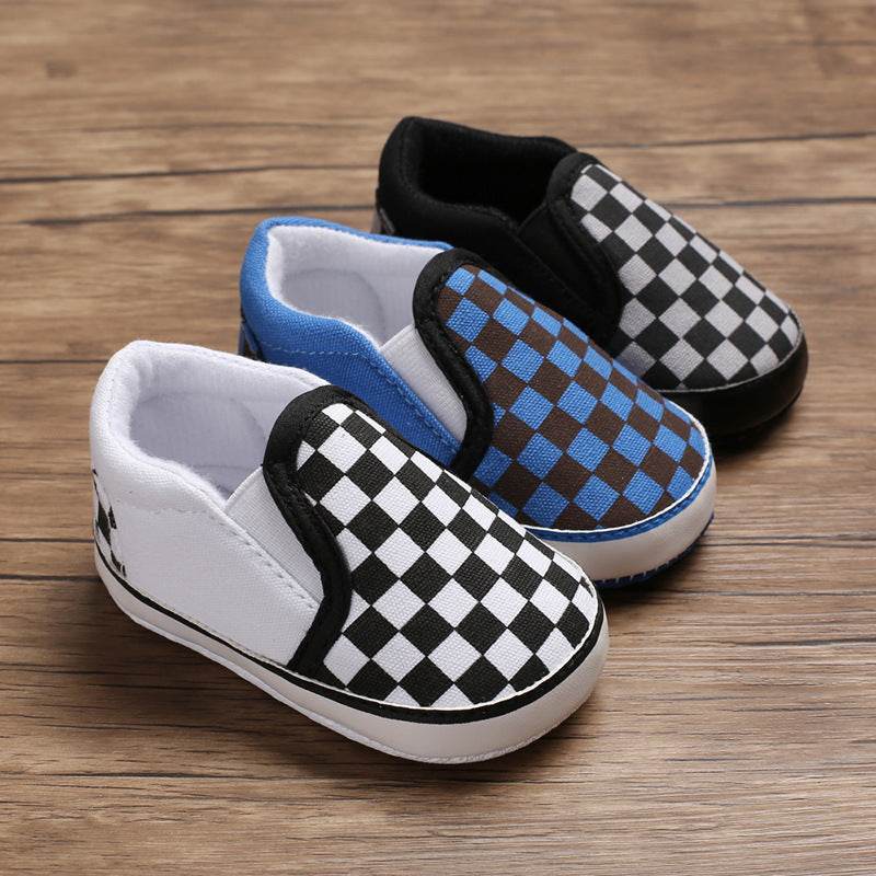 Spring and autumn new 0-1 years old baby shoes soft bottom set foot lattice toddler shoes - Mubimart