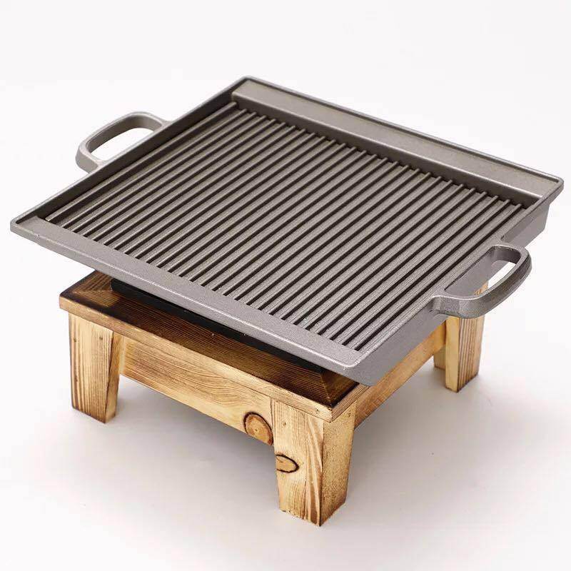 Square Binaural Striped Grill Pan Round Plaid Grill Pan - Mubimart