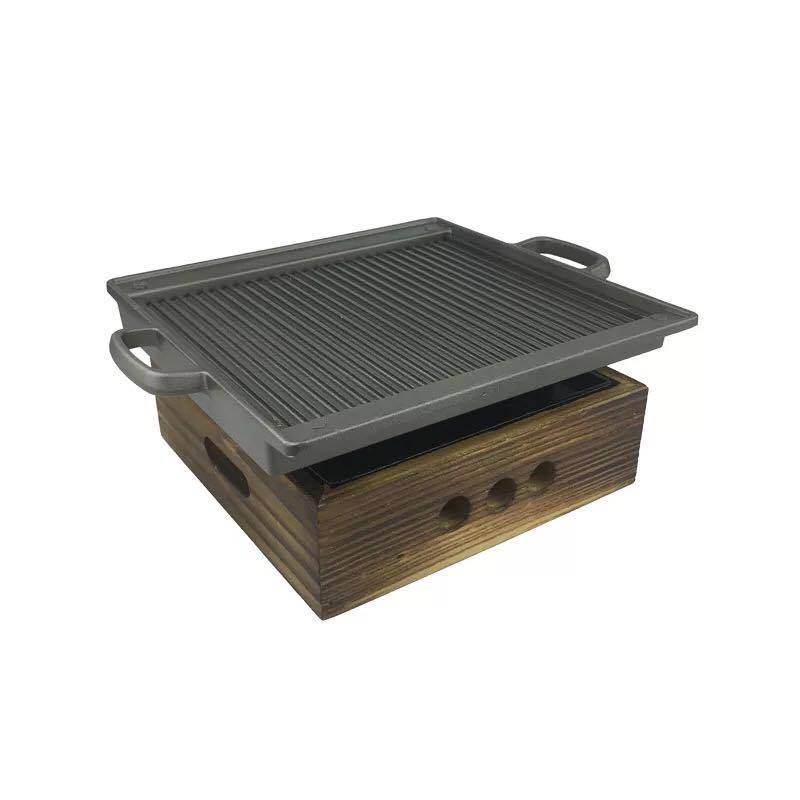 Square Binaural Striped Grill Pan Round Plaid Grill Pan - Mubimart