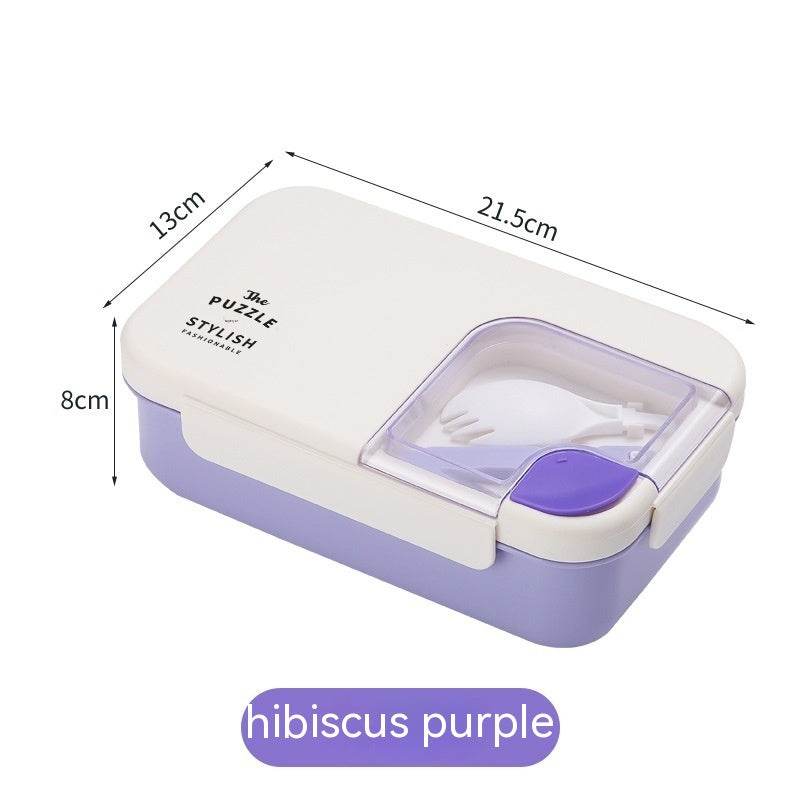 Square Compartment Lunch Lunch Box Canteen Plastic Lunch Box Microwaveable Heating - Mubimart
