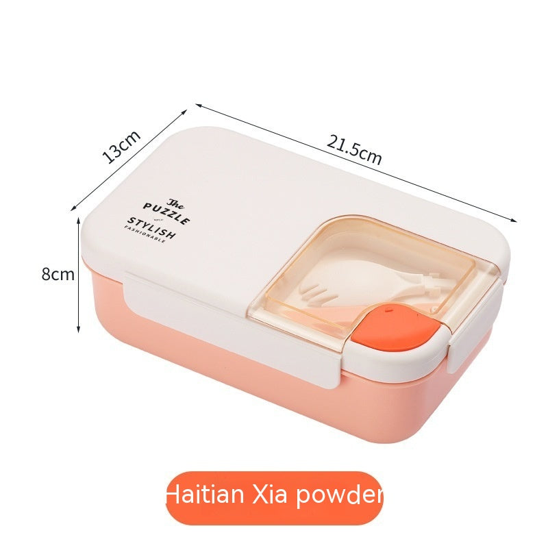 Square Compartment Lunch Lunch Box Canteen Plastic Lunch Box Microwaveable Heating - Mubimart -  