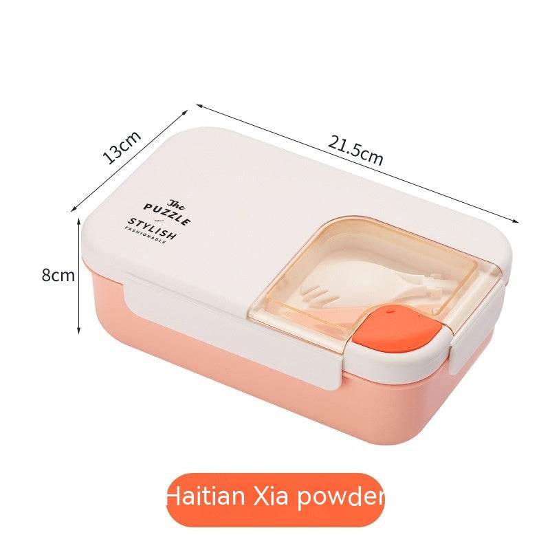 Square Compartment Lunch Lunch Box Canteen Plastic Lunch Box Microwaveable Heating - Mubimart