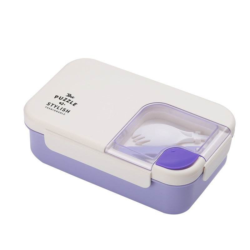 Square Compartment Lunch Lunch Box Canteen Plastic Lunch Box Microwaveable Heating - Mubimart